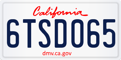 CA license plate 6TSD065