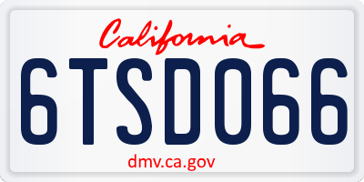 CA license plate 6TSD066