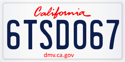 CA license plate 6TSD067