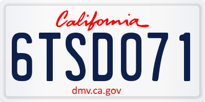 CA license plate 6TSD071