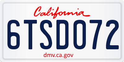 CA license plate 6TSD072