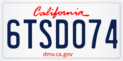 CA license plate 6TSD074