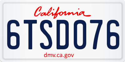CA license plate 6TSD076