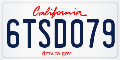 CA license plate 6TSD079