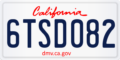 CA license plate 6TSD082