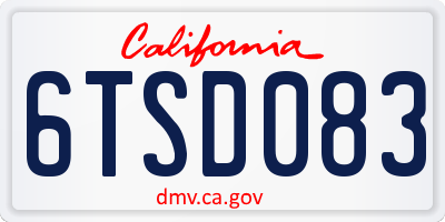 CA license plate 6TSD083
