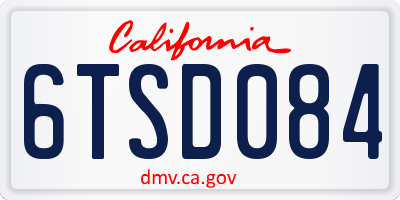 CA license plate 6TSD084