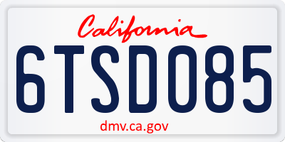 CA license plate 6TSD085