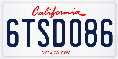 CA license plate 6TSD086