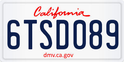 CA license plate 6TSD089