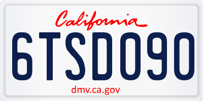 CA license plate 6TSD090