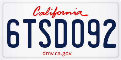 CA license plate 6TSD092