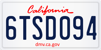 CA license plate 6TSD094