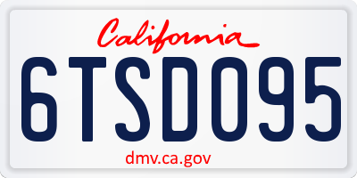 CA license plate 6TSD095