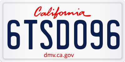 CA license plate 6TSD096