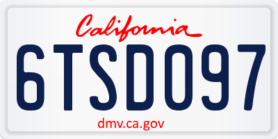 CA license plate 6TSD097