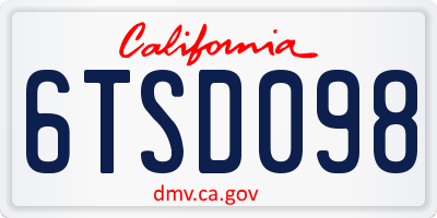 CA license plate 6TSD098