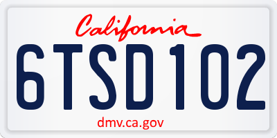 CA license plate 6TSD102