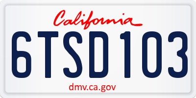 CA license plate 6TSD103