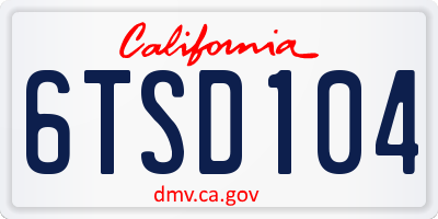 CA license plate 6TSD104