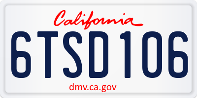 CA license plate 6TSD106