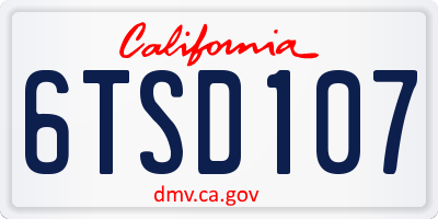 CA license plate 6TSD107