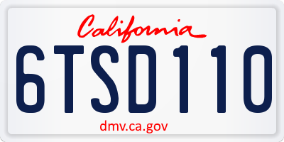 CA license plate 6TSD110