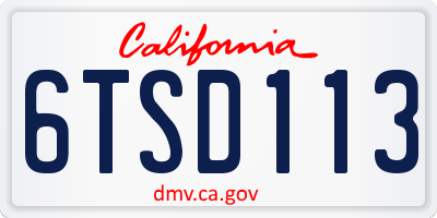 CA license plate 6TSD113