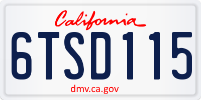 CA license plate 6TSD115