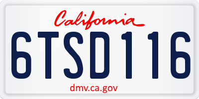 CA license plate 6TSD116