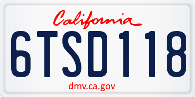 CA license plate 6TSD118