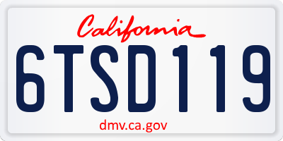 CA license plate 6TSD119