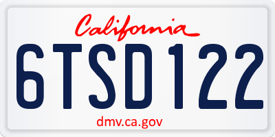 CA license plate 6TSD122