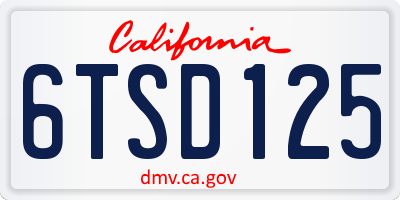 CA license plate 6TSD125