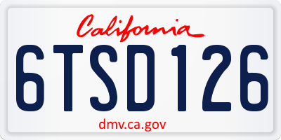 CA license plate 6TSD126