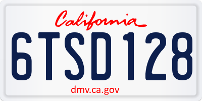 CA license plate 6TSD128