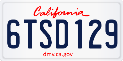 CA license plate 6TSD129
