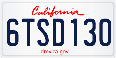 CA license plate 6TSD130