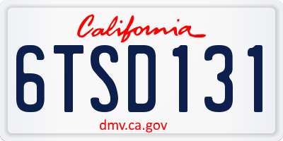 CA license plate 6TSD131