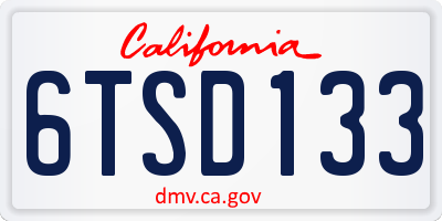 CA license plate 6TSD133
