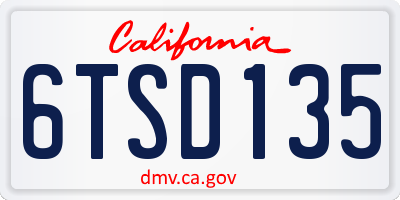 CA license plate 6TSD135