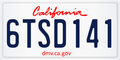 CA license plate 6TSD141