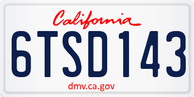 CA license plate 6TSD143