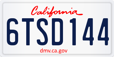 CA license plate 6TSD144