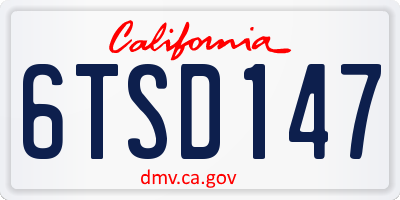CA license plate 6TSD147