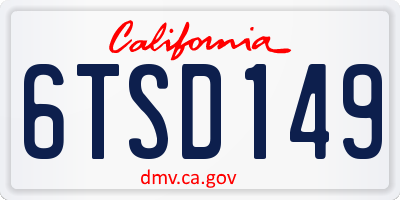 CA license plate 6TSD149