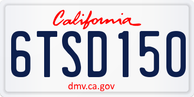 CA license plate 6TSD150