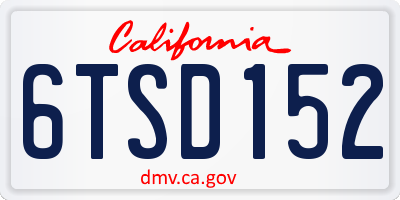 CA license plate 6TSD152
