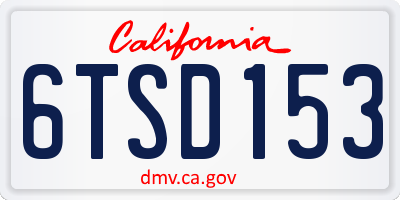 CA license plate 6TSD153
