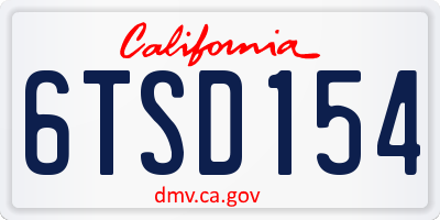 CA license plate 6TSD154